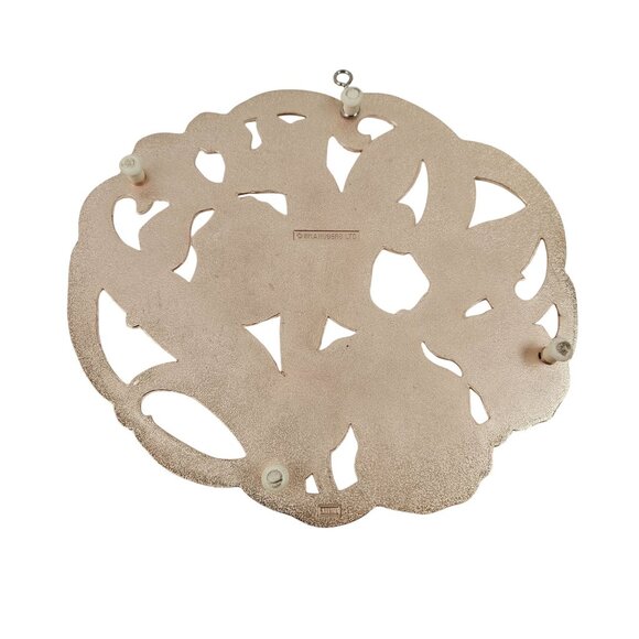 Wm A Rogers Rose Gold White Enamel Floral Trivet Iris Vintage Wall Hanging - Picture 9 of 11